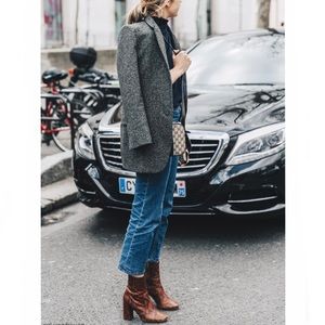 Vintage | Black & White Herringbone Wool Tweed Oversized Jacket